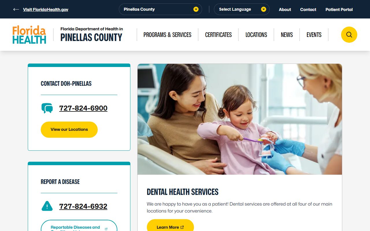 Pinellas County Health Department website for St. Petersburg birth records