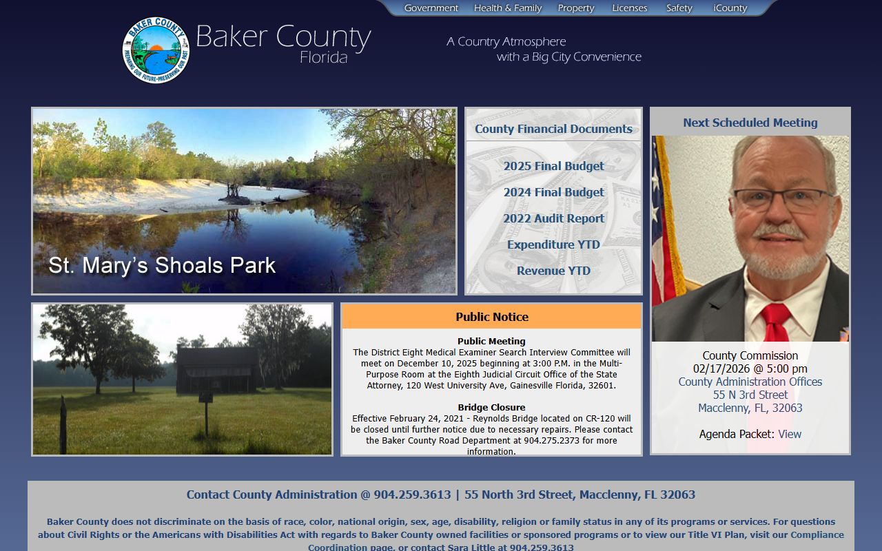 Baker County government website with links to birth records resources