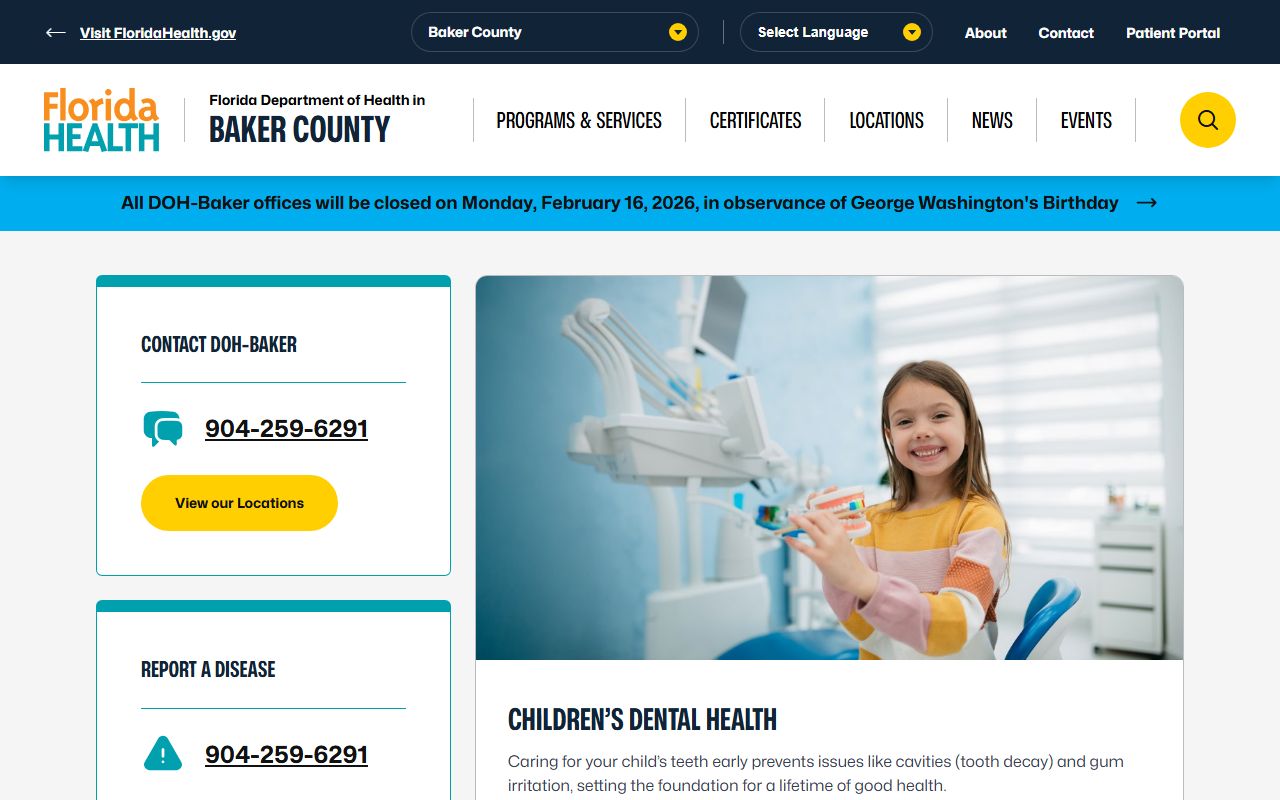 Baker County Health Department main website for birth records and services