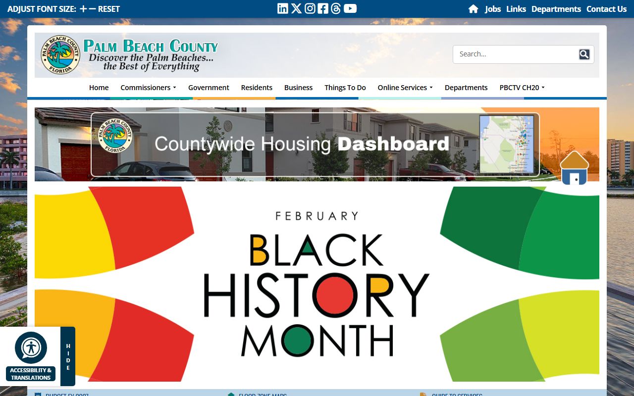 Palm Beach County government website with links to birth records